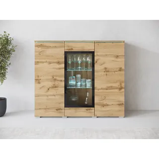 INOSIGN Highboard INOSIGN "Vera", braun (votan eichefarben), B:120cm H:103,3cm T:39,5cm, Sideboards, Highboard, Highboard mit 4 Türen, 9 Fächern, verglasten Türen