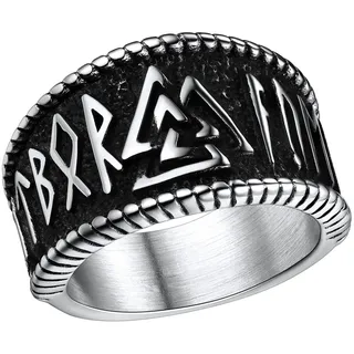 FaithHeart Ring für Herren Damen,14.3mm Breit Edelstahl Fingerring in Größe 54-72, Wikinger Rune Fingerring mit Geschenkbox für Vatertag Valentinstag Geburtstag