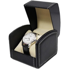 NuAngela PU Leder Uhrenbox,Einzeldisplay Aufbewahrungsbox für Armbanduhren und Smartwatches,Halter mit Kissen,Schmuckträger Geschenkbox für Damen/Herren