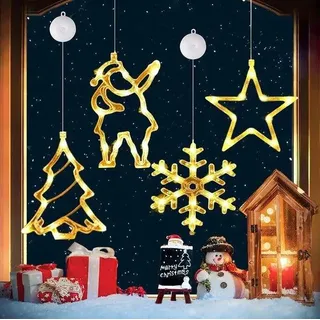Kerzen für Weihnachten - Hangende Weihnachtsbeleuchtung - 4 Stück - Warm Weiß - Batteriebetrieben - Weiß