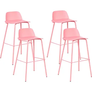 BELIANI Barhocker 4er Set Pastellrosa aus Kunststoff/Metall Esszimmer Küche Retro Barstuhl - Rosa