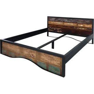 MASSIVMOEBEL24.DE Bett Altholz 200x200 mehrfarbig lackiert INDUSTRIAL #111