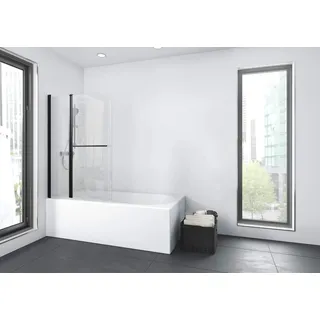 Aurlane Badewannenfaltwand Black Spirit 2 Schwarz 100 cm x 140 cm 2-teilig