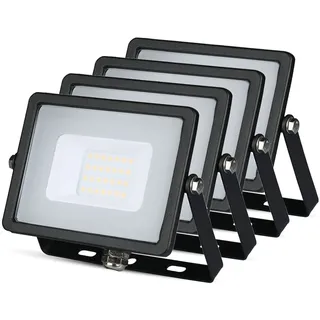 ZONE LED SET - LED Strahler Außen, 20W, 6400K Kaltweiß, 1600 Lumen, IP65, LED Fluter, Wasserdicht Scheinwerfer, Aussenleuchte, Außenstrahler für Garten, Garage, Hinterhof, Türen, Flur (4-er Pack)