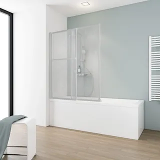 Schulte Duschabtrennung 2-teilig mit Kunstglas, ausziehbar und schwenkbar, Breite 700-1180 mm, Höhe 1400 mm, Profilfarbe: Alu Natur - Grau