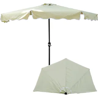 Sonnenschirm Halbrund Halbschirm mit Kurbel Balkonschirm Terrassenschirm halb, Beige Ø 270 cm H 235 cm stabil Oberfläche Sonnenschutz UV-Schutz leicht Polyester Stahl feuchtigkeitsbeständig mit Schutzhülle - Beige