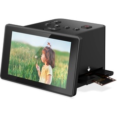 Digitaler Film- und Diascanner mit großem 5-Zoll-LCD-Bildschirm, der Farb- und Schwarz-Weiß-Negative und Dias 35 mm, 126, 110-Film in hochauflösendes 22 MP JPEG umwandelt