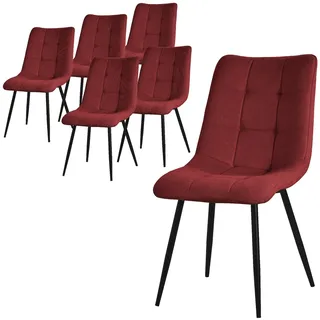 ML-Design Esszimmerstuhl 6er Set Polyester Rot