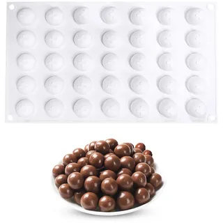 duoyif Schokoladenformen Kugelform Silikonform 35 Löcher Ø 2cm Schokoladenformen Kugel Pralinenform Kugel Silikonform Für Diy Schokoladen Kugeln Kuchen Gelee Bonbons Dome-Mousse (weiß, Ø2cm)