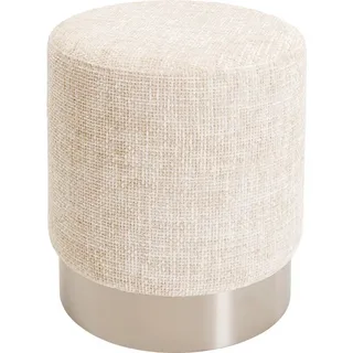 Kare-Design Hocker , Silberfarben, Beige , Textil , rund , 39x47x39 cm , Stoffauswahl , Wohnzimmer, Sessel, Hocker & Hockerbänke, Sitzhocker