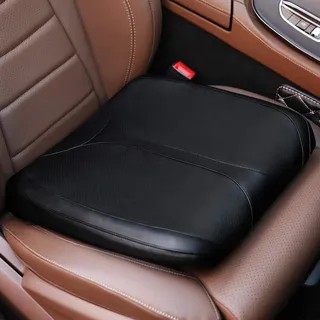 QYILAY Sitzerhöhung Auto Memory Foam, Ergonomisches Keilkissen mit Steißbein-Entlastung, PU-Leder Autositzkissen für Erwachsene, Sitzkissen für Auto und Bürostuhl (PU-Schwarz)