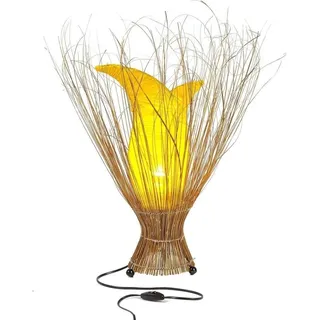 Deko-Leuchte Stimmungsleuchte asiatische Lampe Stehleuchte Tischleuchte Tischlampe Bali Asia TULPE groß 100 cm, gelb - Gelb