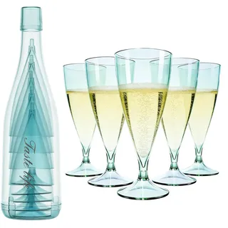 VINATO Sektgläser Set aus Kunststoff 5 Stück, Champagnergläser, Wiederverwendbare Sektgläser Kunststoff für Sektempfang, Hochzeit, Party, Camping