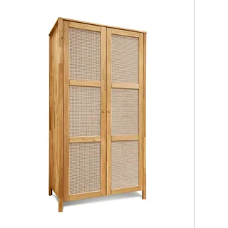 Home Affaire »Hällevik, Kleiderschrank, Aufbewahrung, Stauraum, Soft-Close-Funktion« Türfronten mit Wiener Geflecht, FSC® Zertifizierte massive Eiche, braun