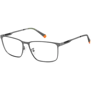 POLAROID Rechteckig Metall Brillen in Matte Dark Ruthenium für Herren, Brille mit Sehstärke, optional mit Sonnenbrillen tönung oder Blaulichtfilter (Modell 106897)