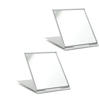 laeeyin Reisespiegel Taschenspiegel Klein Kosmetikspiegel Handspiegel klappbar Ultradünn und Langlebig Spiegel Geeignet für Reisen, Büro Rasieren Camping und Make-up (2pcs6X7cm)