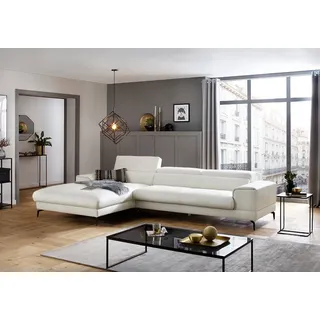 W.Schillig Ecksofa "piedroo, Designsofa mit tollem Sitzkomfort, bequem, L-Form", Kopfteilverstellung, wahlweise mit Sitztiefenverstellung, Breite 343cm, weiß z59),