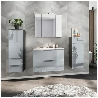 Germania Badmöbel-Set »Oakland«, (4 St.), inkl. WT-Unterschrank, Spiegelschrank, Schrank und Mediumschrank, grau