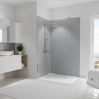 Schulte Duschrückwand-Set Ecke Asymmetrisch DecoDesign 255 cm x 120 cm Hellgrau