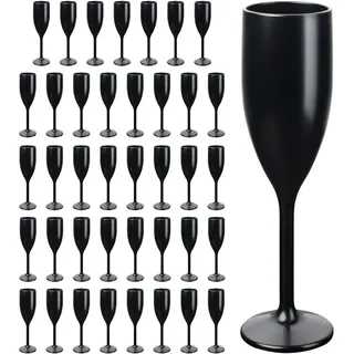Schramm® Mehrweg Sektgläser in schwarz wählbar 6, 12, 24 oder 48 Stück 150 ml Champagner Glas Sektflöten Sektkelch Stielglas Champagner Gläser Fassungsvermögen, Größe:48 Stück