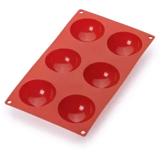 Lékué Halbkugel-Backform, Silikon, rot, 6 Mulden