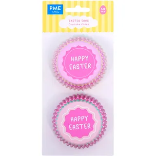 PME Oster Cupcake-Förmchen Folienbeschichtet - Frohe Ostern, 60 Stück