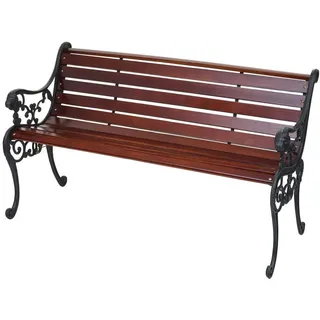 MCW Gartenbank 2-Sitzer Schwarz, Teak Dekor , Schwarz, Teakfarben , Holz , 125x72x37 cm , Gartenmöbel, Gartenbänke