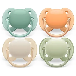 Philips AVENT ultra soft Schnuller - 4er Pack, BPA-freier, extra weicher Schnuller für Babys von 0-6 Monaten, inklusive Transport- und Sterilisationsbox, (Modell SCF091/35)