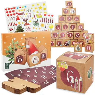 Adventskalender zum Befüllen : DIY Adventskalender zum Selbstbefüllen mit Kartons, Stickern - 2025 Adventskalender zum Basteln - DIY Adventskalender Selber Befüllen - Adventskalender Befüllen LIVAIA