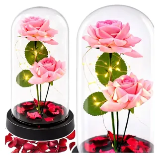 Ewige Rose Glaskuppel LED Kristall 21,5 cm Deko