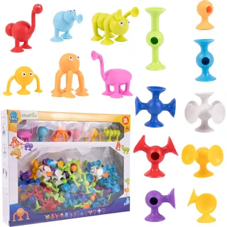 MalPlay Fat Brain Silicon Saugnäpfe 96 Stück sensorisches Spielzeug Bau Wanne für Stressabbau Eltern-Kind Interaktives ab 3 Jahre