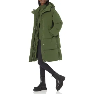 Amazon Essentials Damen Oversized Lange Puffer Jacke (Erhältlich in Übergröße), Dunkles Olivgrün, X-Large