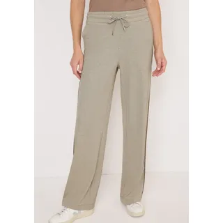 Jogginghose CECIL "Style Neele", Damen, Gr. L (42), Länge 30, toffee cream melange, Web, Obermaterial: 53% Polyester, 37% Viskose, 10% Elasthan. Futter: 100% Polyester, meliert, loose fit knöchellang, Hosen Jogginghose, mit Gallonstreifen