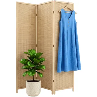 Relaxdays Paravent, 3-teilig, Faltbarer Raumtrenner, Natur
