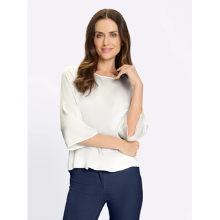 Seidenbluse HEINE, Damen, Gr. 46, ecru, 47% Seide, 44% Viskose, 9% Elasthan, unifarben, Rundhals, Blusen Seidenbluse