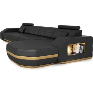 JV Möbel Wohnlandschaft Sofa Ecksofa Moderne Polster - Schwarz/Braun