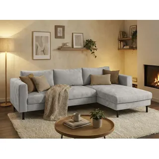 TRENDMANUFAKTUR Ecksofa Cord 2-Sitzer Opal Grau