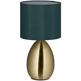 Relaxdays Touch Nachttischlampe Gold Dunkelgrün