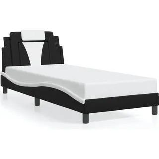 vidaXL Bettgestell "Viana" ohne Matratze Schwarz und Weiß 80x200 cm Kunstleder - Schwarz