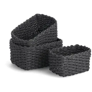 Korbset , Dunkelgrau , Textil , rechteckig , 24x18x13 cm , Ordnen & Aufbewahren, Körbe, Dekokörbe