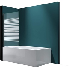 Mai & Mai Duschwand für Badewanne faltbar 180° Sicherheitsglas mit NANO Faltwand 94x140cm Duschabtrennung Badewannen-Aufsatz teilsatiniert