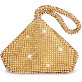 JIAN YA NA Modische Clutch für Damen, Brautjungfer, Damen, Mädchen, Braut, Abend, für Abschlussball, Cocktail, Party, Hochzeit, Verlobung, A Large Gold