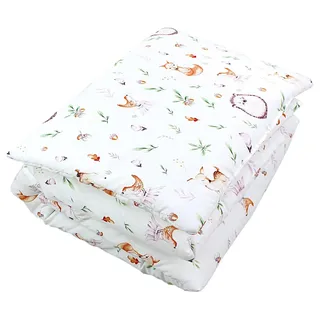 TupTam Kinder Gemusterte Bettdecken Set Ganzjahresdecke Bettdecke Kopfkissen Flachkissen 2tlg., Farbe: Lichtung/Rehe, Größe: 135x100 cm