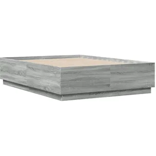 vidaXL Bettgestell mit LED Grau Sonoma 120x190 cm Holzwerkstoff