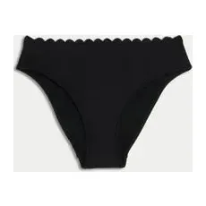 Womens M&S Collection Neoprene Scallop High Leg Bikini Bottoms - Black, Black - 22