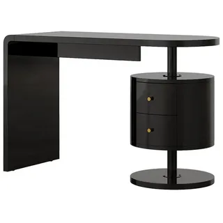 Vicco Schminktisch Lara Schwarz Hochglanz 120 cm mit 2 Schubladen, - Schwarz