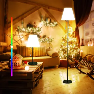 Lixada Solar Stehlampe Outdoor, Dimmbare LED Solarlampen mit Lichtsensor, Warmweiß und RGB, IP65 Wasserdicht, USB Aufladbar, Akku Stehlampe für Innen und Außen, Ideal für Terrassen und Gärten