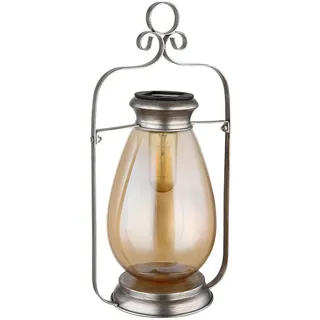 Globo Solarleuchte , Orange, Schwarz, Silberfarben , Metall, Kunststoff, Glas , 15x36.5x17 cm , Ce , mit Schalter , Lampen & Leuchten, Außenbeleuchtung, Solarleuchten