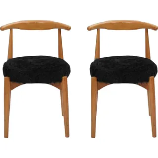 Esszimmer Holz 2x Stühle Schwarz Braun Ohne Armlehne Design Stuhl JVmoebel - Schwarz