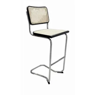 Livetastic Barhocker , Creme, Schwarz, Chromfarben , Holz , Buche, Rattan , massiv , Kufe , 48x110x56 cm , Holzmöbel, Sitzgelegenheiten Holz, Barhocker Holz